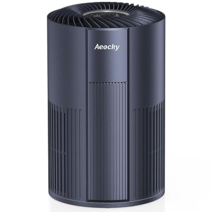 5-in-1 HEPA Aeocky Air Purifier for Home with Washable Pre-Filter, Activated Carbon Filter, Aroma box, Quiet portable air purifier for Pollen, Smoke, Dust, For Bedroom, Desktop, Small room, Blue
