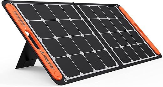 Jackery SolarSaga 100W Portable Solar Panel for Explorer 240/300/500/1000/1500 Power Station, Foldable US Solar Cell Solar Charger with USB Outputs for Phones（Renewed）