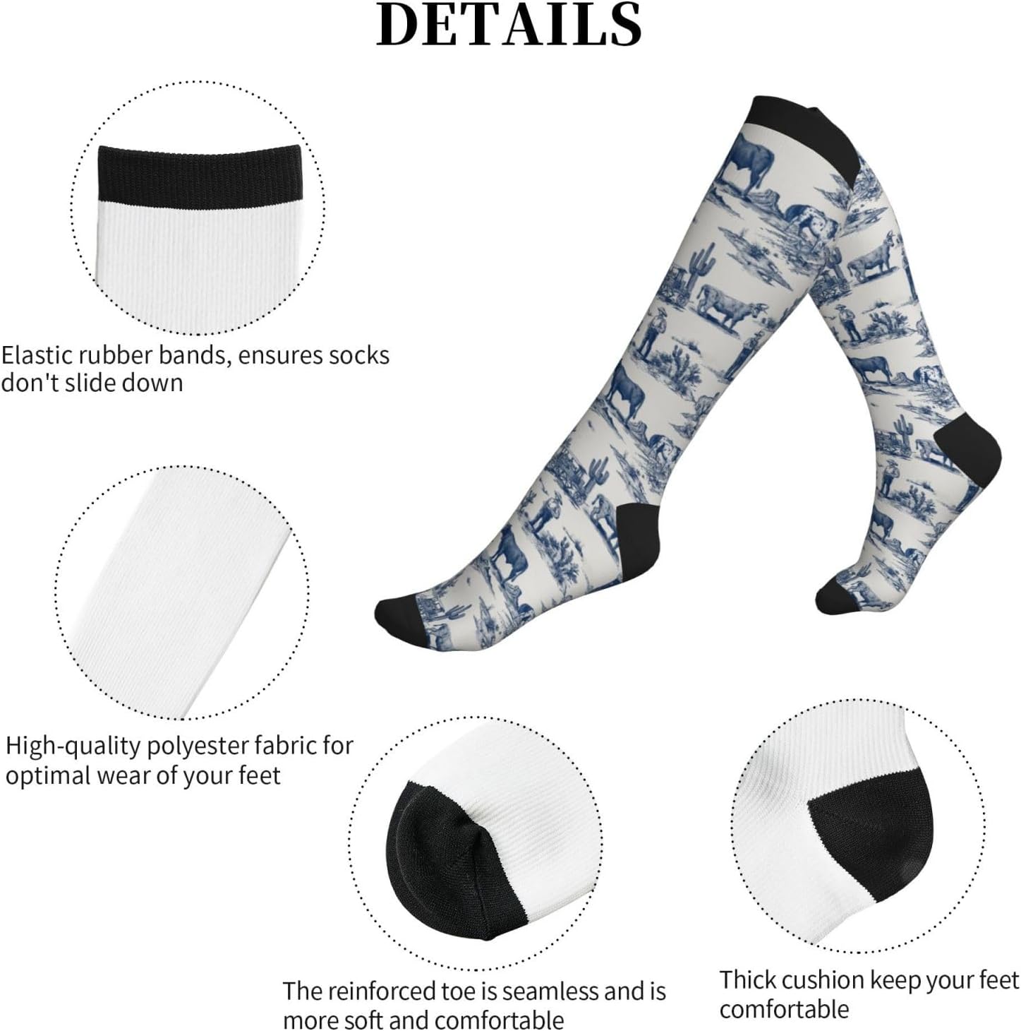 Compression Socks Knee High Support Socks Women Circulation Stockings for Athletic Running Cycling Flying - Image 3
