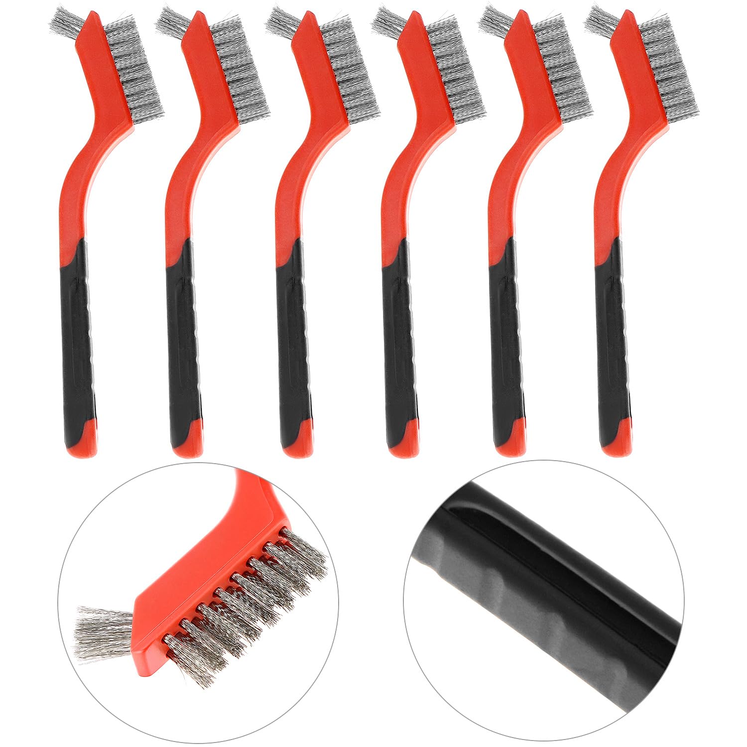 QWORK Wire Scratch Brush Set, 18 Pack Stainless Steel Wire Cleaning Brush with Soft Grip for Removal of Rust, Dirt, Paint