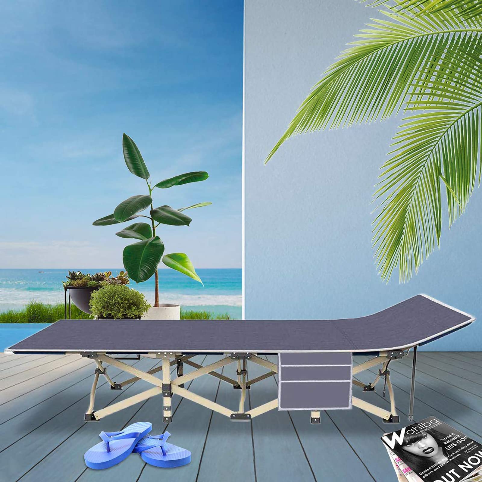 HOMCENT Cuna de Camping Plegable, Cama de Camping, portátil con Bolsa de Transporte Plegable de Acero