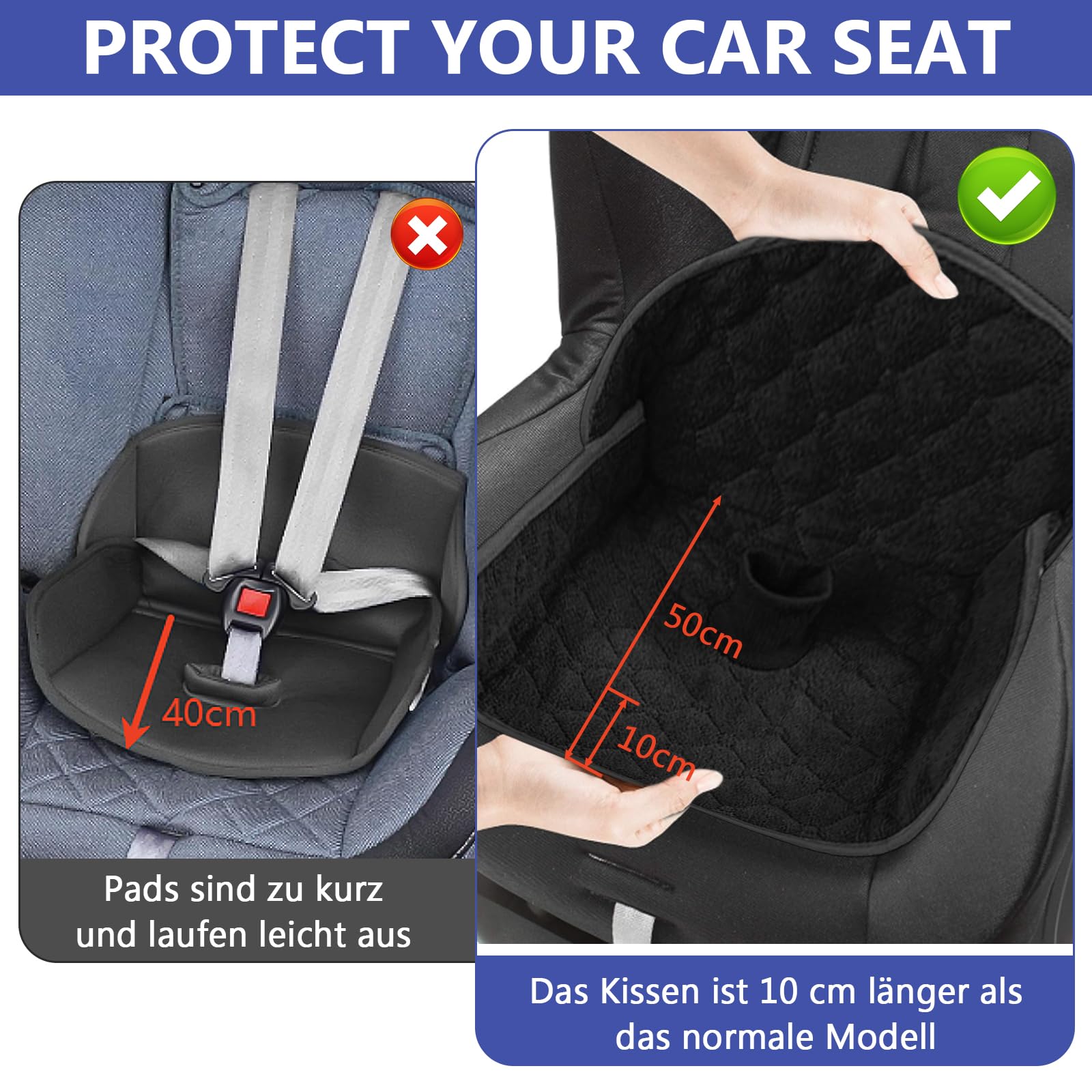 2er-Pack Universal Kindersitz Protektor Pad für Töpfchen Training, Wasserdichte Schutzunterlage, Kindersitz Protektor mit Trockensitz, Windel Lecks für Toilettentraining, Fit Alle Größen Autositze