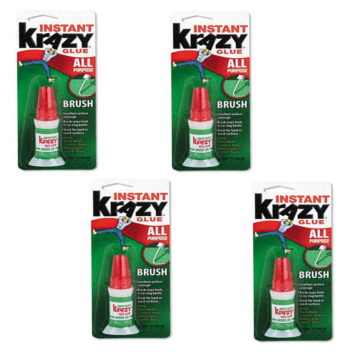 Krazy Glue KG92548R Brush-On Glue, 5 g Tube (Pack of 4)