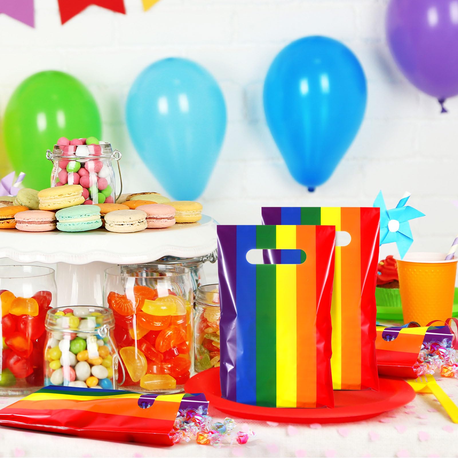 12 PCS Gay Pride Rainbow Candy Bags With Stickers - LGBT Party Supplies For Pride Events