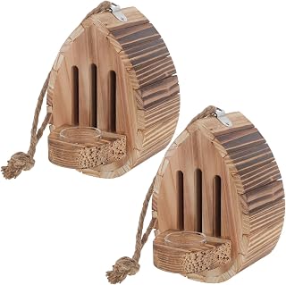 2pcs Butterfly House Wooden Wall Mounted Hanging Habitat with Feeder