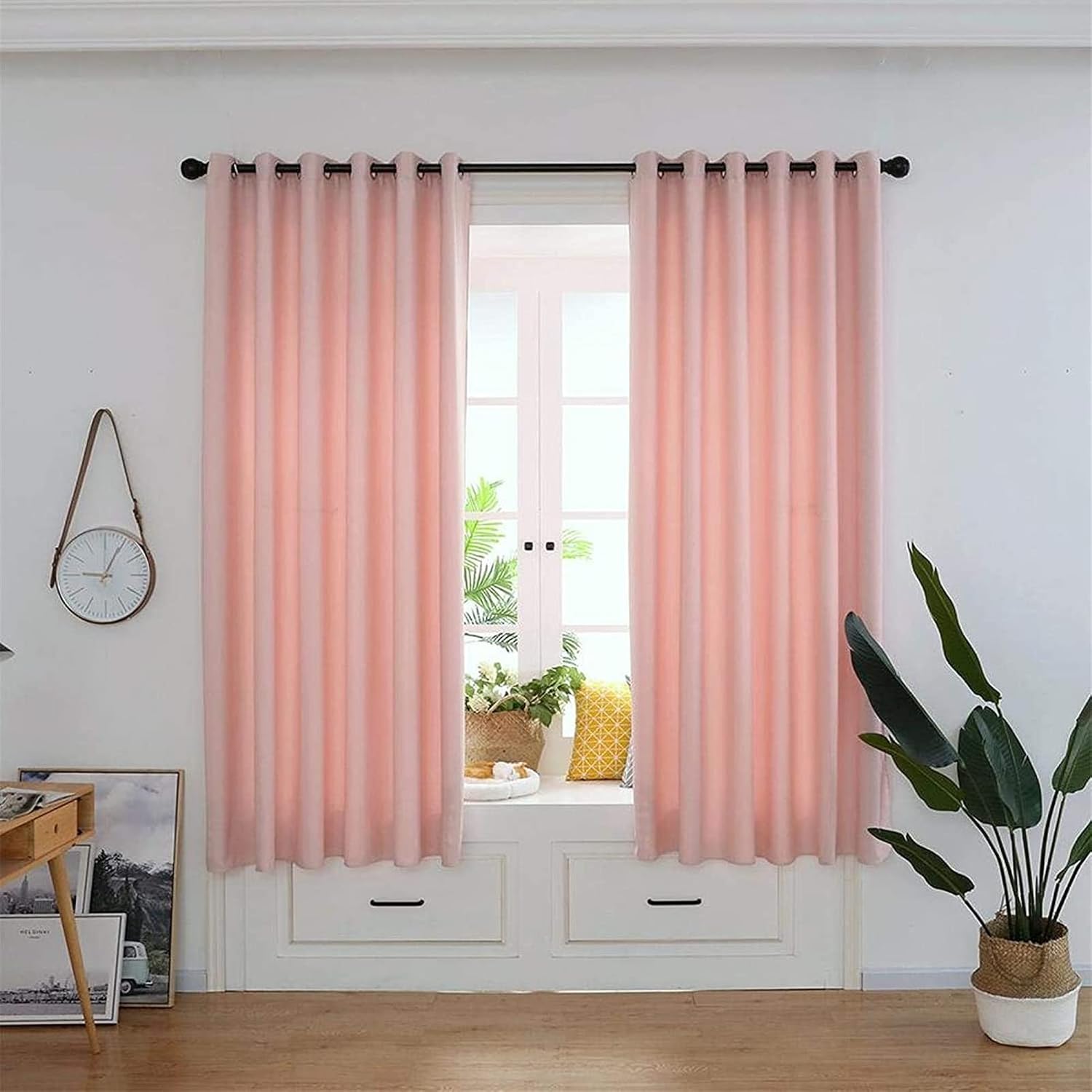 ALKANI 2Pcs/Set Blackout Curtain Panels for Room, Solid Color Grommet Top Blackout Drapes Polyester Curtains for Home Living Room Decor(168229CM) (Size : 168 * 229CM)