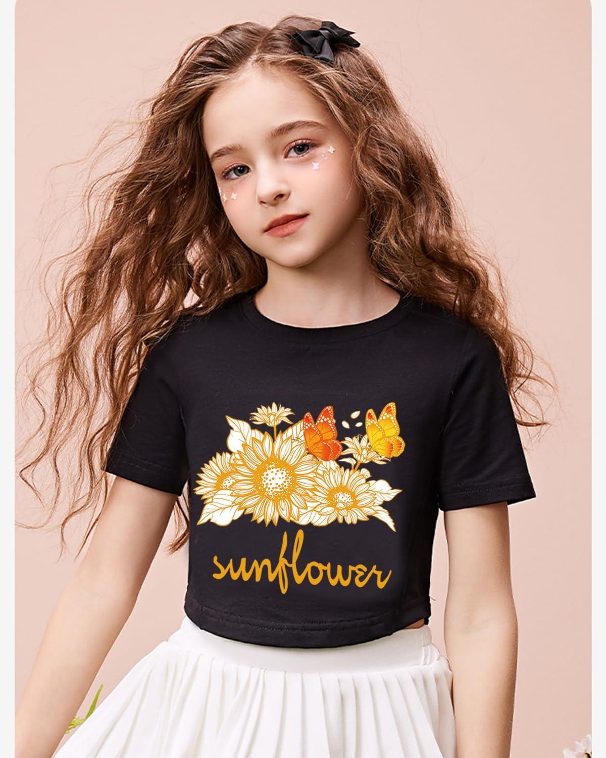 DDSOL Girls Crop Tops Summer Palm Tree Sunset Beach Shirt Hawaii Short Sleeve Tropical Tshirts for Teen Girl 6-14 Years - Image 3