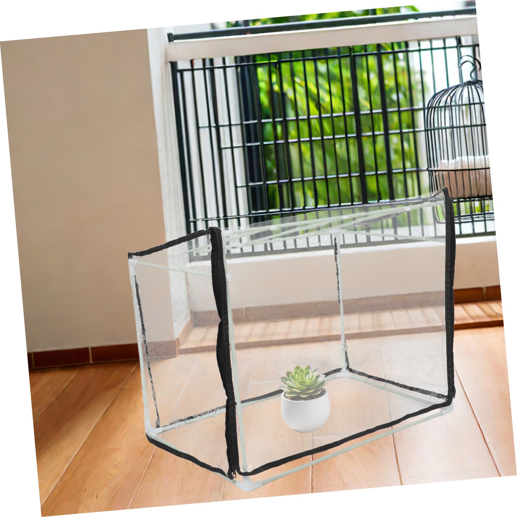 Petite Serrage à Semis Résistante aux Intempéries 60X40X40 CM, Mini Serrage de Jardin en Fibre avec Bâche Transparente, Protection Le Gel pour Fleurs et Légumes en Intérieur et