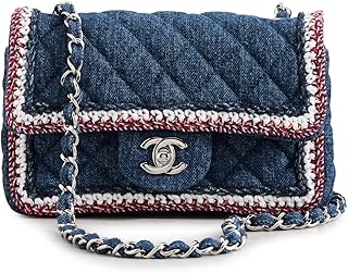 CHANEL What Goes Around Comes Around Women's Pre-Loved Blue Denim Rectangular Flap Mini Shoulder Bag