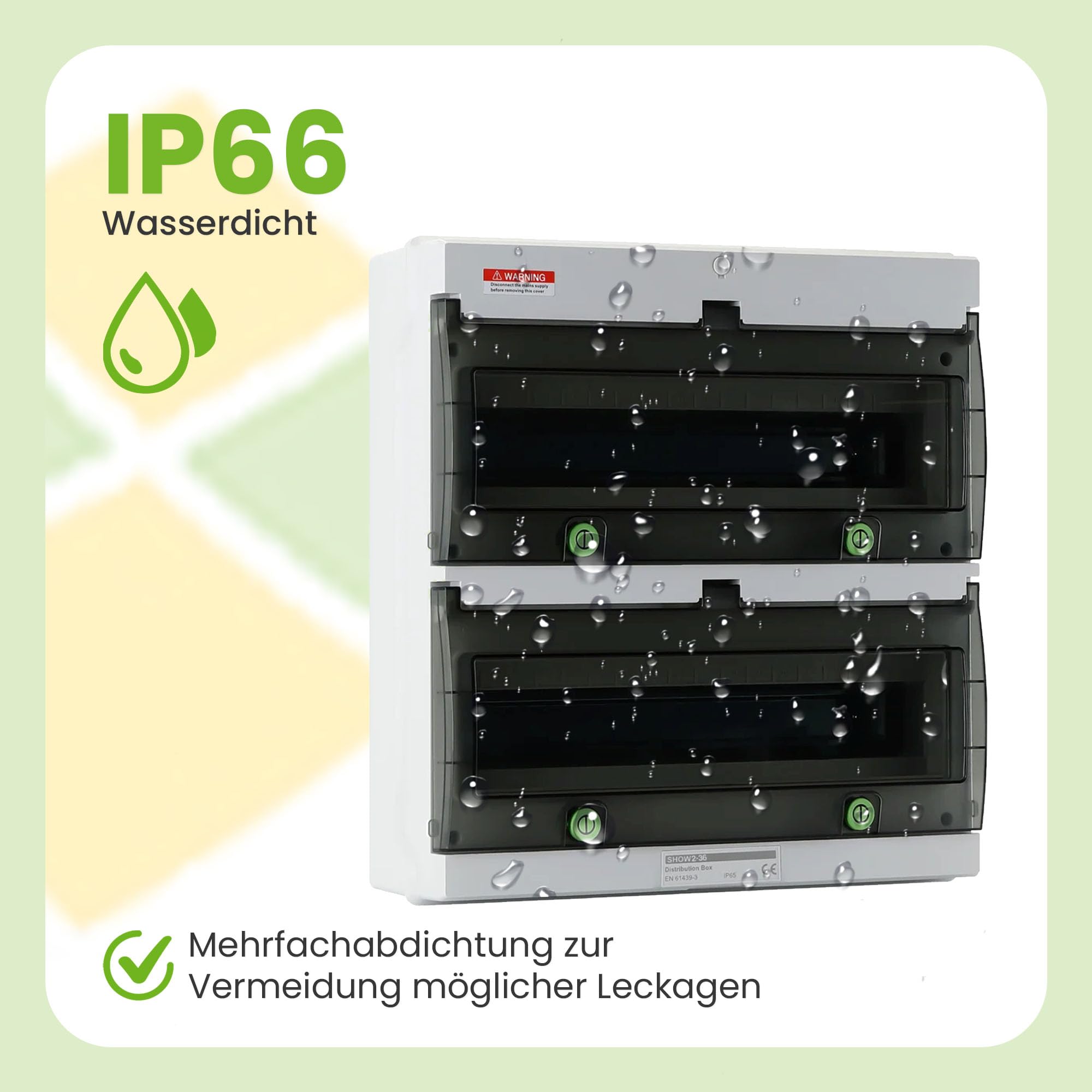 Offgridtec Caja de distribución con riel 36 TE y DIN, IP66, resistente a los rayos UV, al polvo, con cerradura, temperatura hasta 650 °C, interior/exterior, infraestructura de carga industrial y