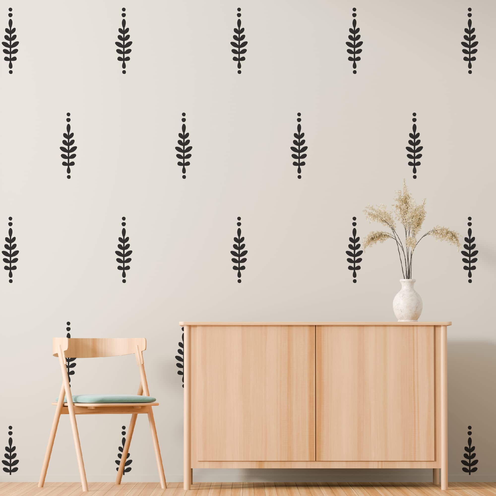 A Room with Floral Vinyl Wall Decals, Peel and Stick Modern Boho Stickers for Nursery Kids Bedroom Livingroom Home Wall Decor, Black - Image 3