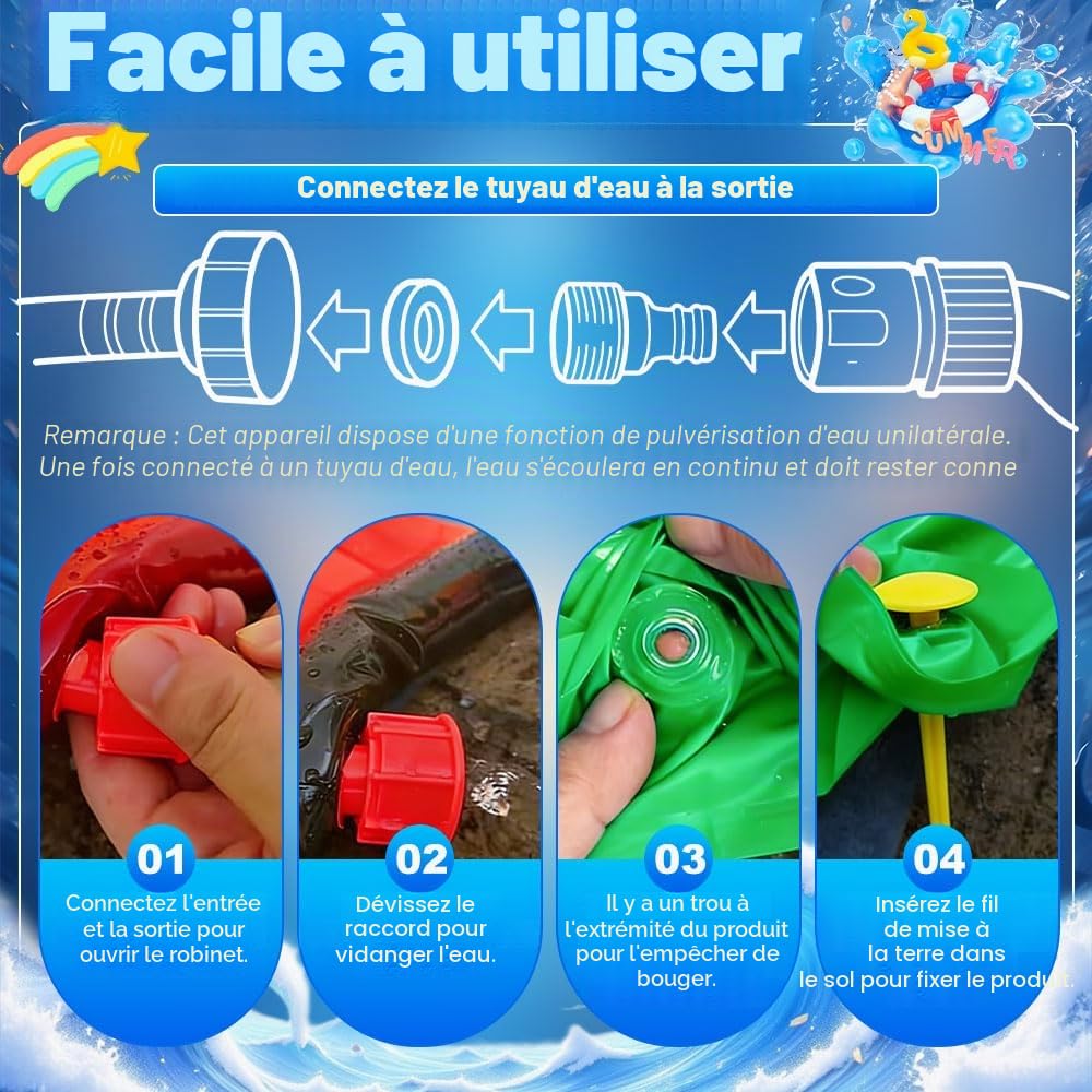 Toboggan Aquatique, 15.7ft/480cm Toboggan Aquatique avec 1 Bodyboard, Arc-en-Ciel Tapis de Glisse Eau et Système d'Arrosage Intégré pour Jardin Extérieur