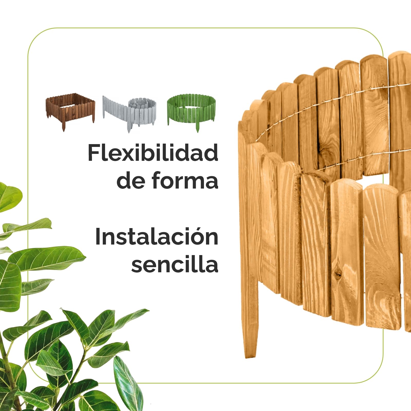 Garronda Valla Jardín Exterior 20 x 200 cm Marrón Oscuro GD-0046 | Bordura flexible de madera para césped, parterres y caminos
