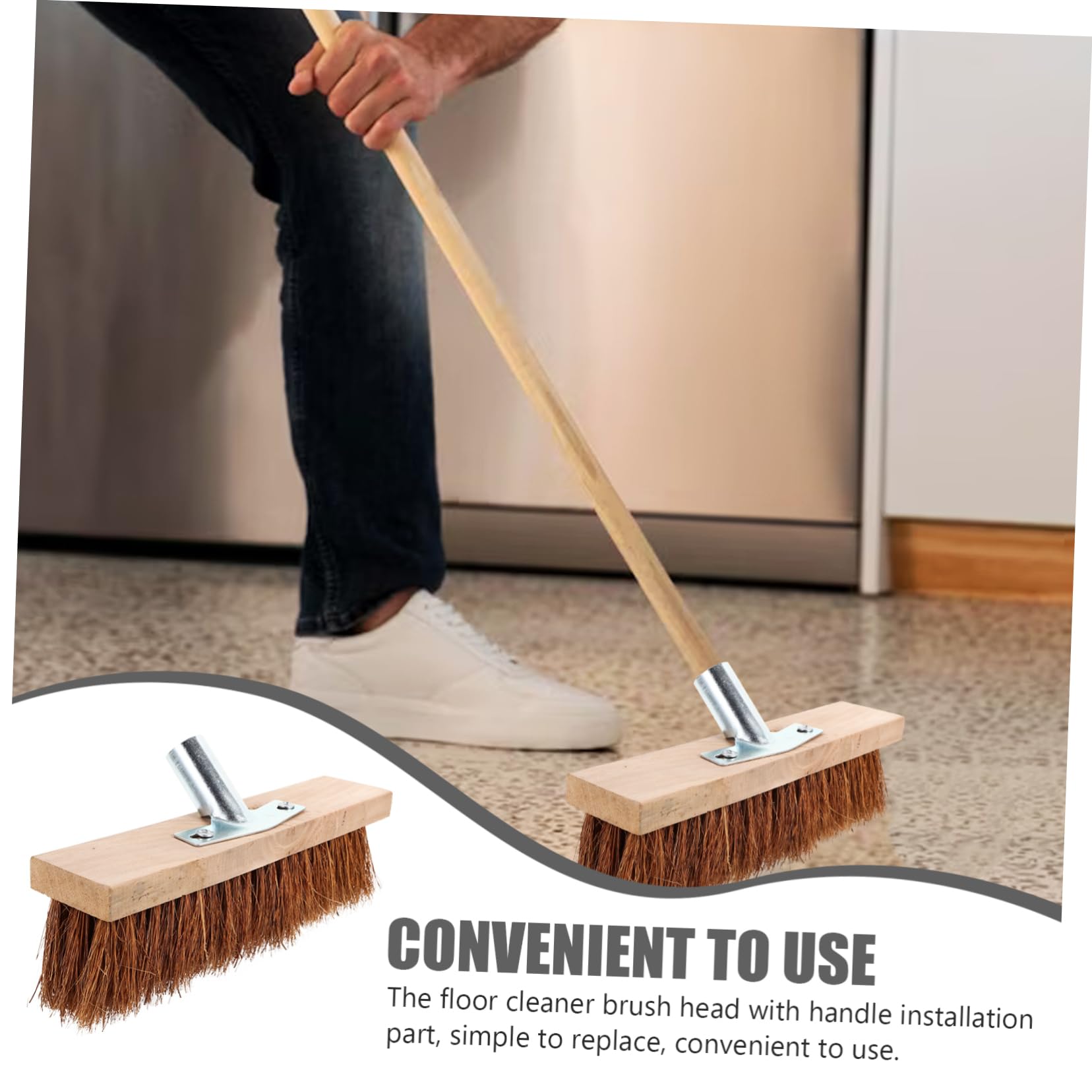 Cabezal de Cepillo de Piso de Repuesto con Cerdas Suaves | Madera E Hierro, Pieza de Instalación con Mango, para Suelos Duros y Dormitorio