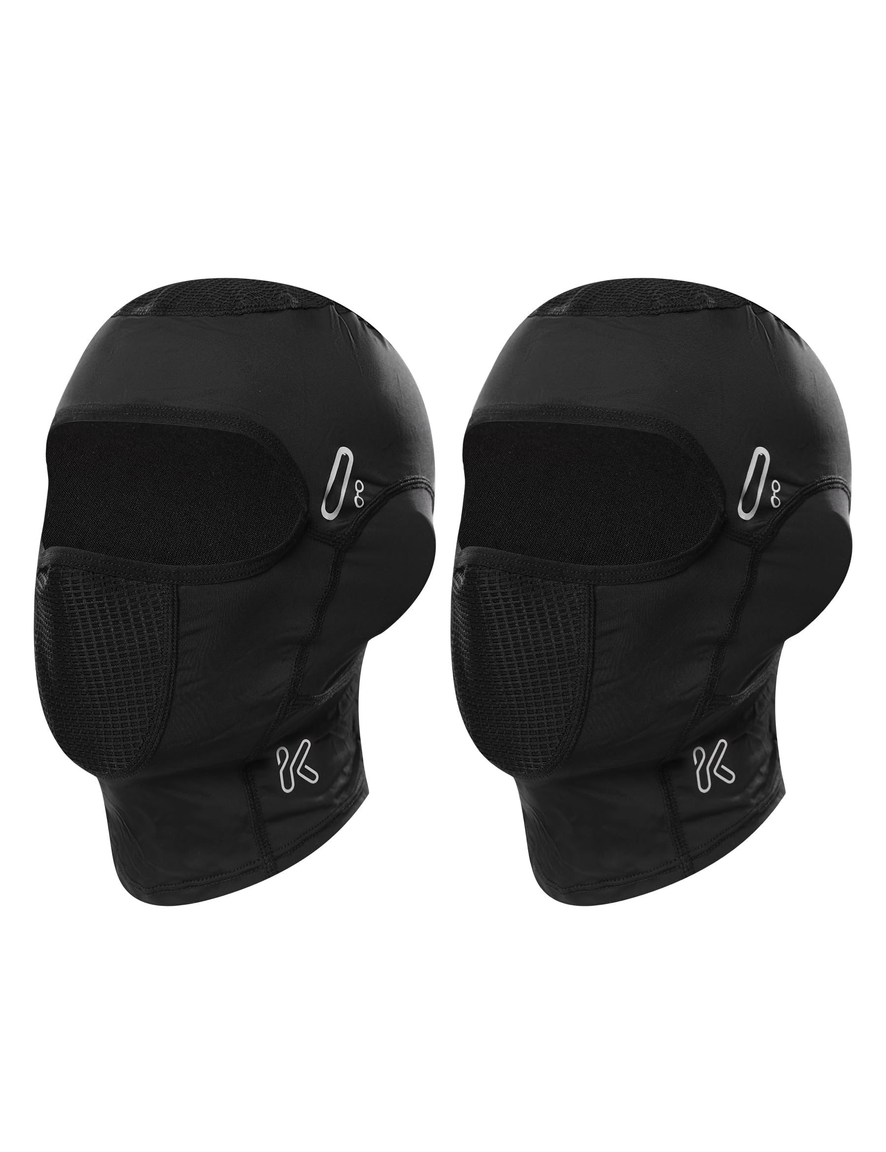 Balaclava Face Mask Men Motorcycle Cycling Summer Waffle Breathable Headgear Women Ice Silk Elastic UV Protection Hood Mask Black 2- Pieces