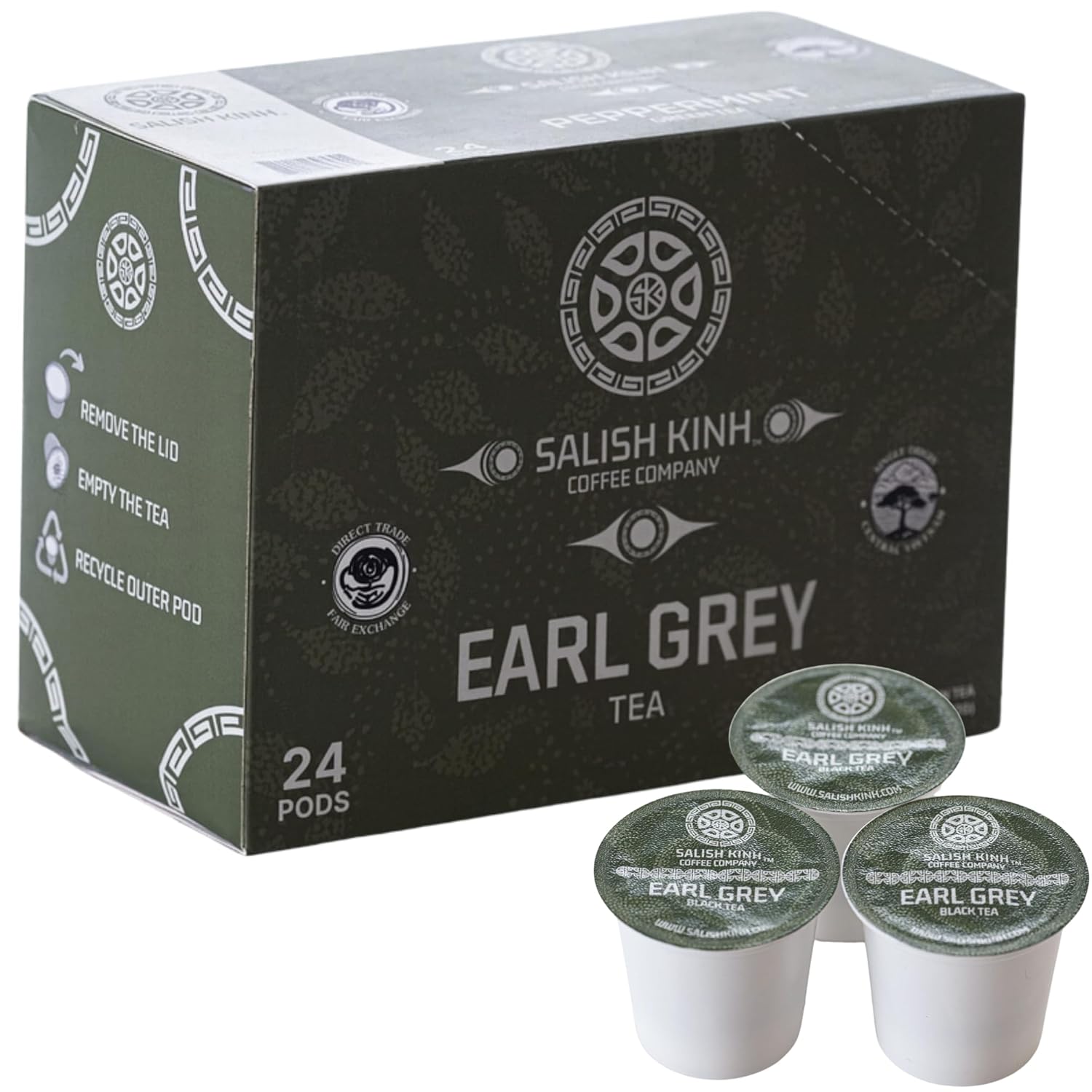 SALISH KINH Vietnamese Tea | Single Serve Tea Pods | 24 Count | Specialty Grade | Single Origin | Direct Trade | Compatible with Keurig 1.0 & 2.0 K-Cup Brewers | Earl Grey or Peppermint |100% Indigenous Produced (Earl Grey)
