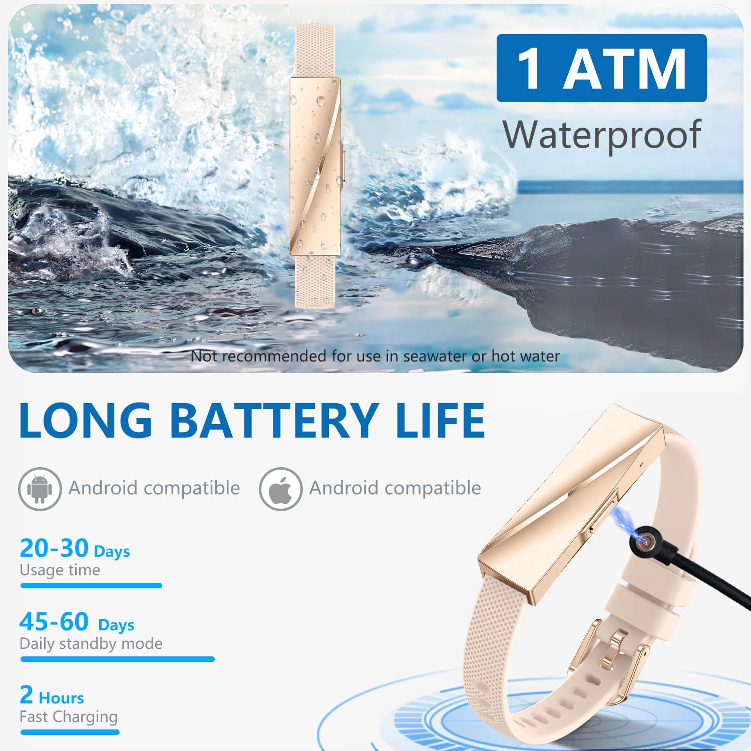 Bracelet Connectée Santé sans Écran, 22g Ultraléger Podometre, 24/7 Montre Tension Arterielle, Montre Connectée Femme, 35 Jours Autonomie Étanche 1ATM Smartband, 170+ Sports Fitness Tracker