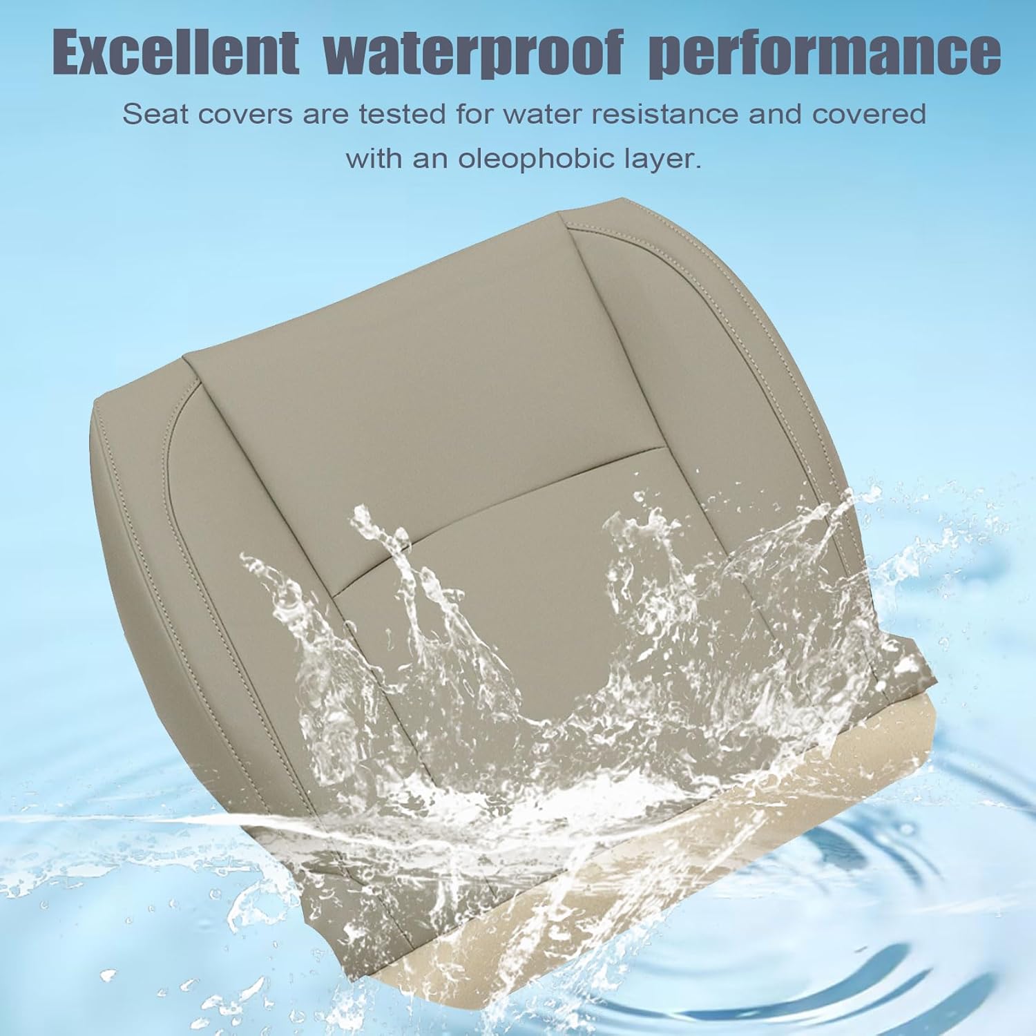 FZJDSD Tan Driver and Passenger Side Bottom and Top Lean Back Microfiber Leather Replacement Seat Covers Compatible with Lexus RX330 RX350 RX400 2004 2005 2006 2007 2008 2009