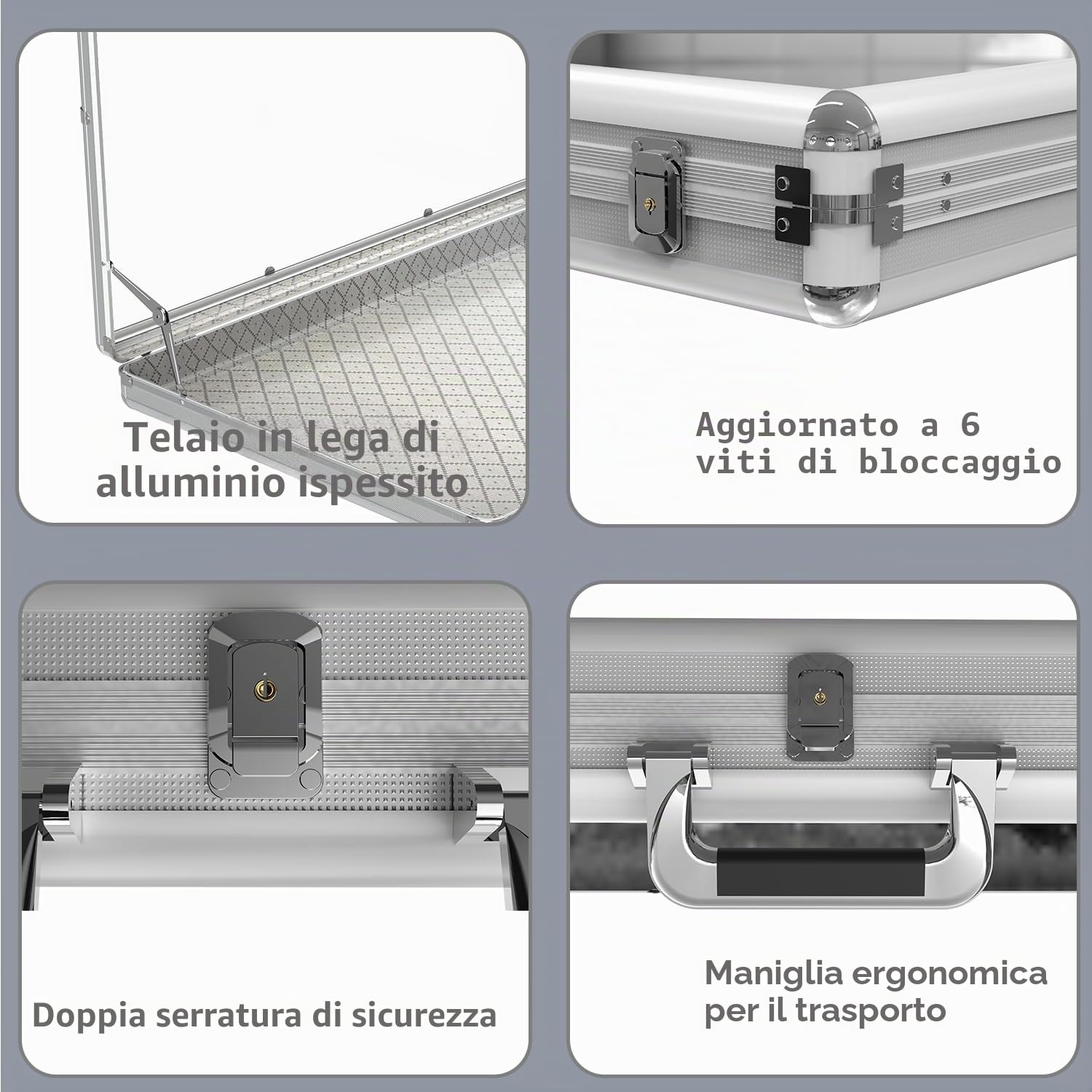 Espositore per carte di credito, grande, in alluminio, 86,4 cm di lunghezza x 55,9 cm di larghezza, con serratura, con manico, 7,6 cm di altezza, portatile, per carte sportive, TCG/collezione