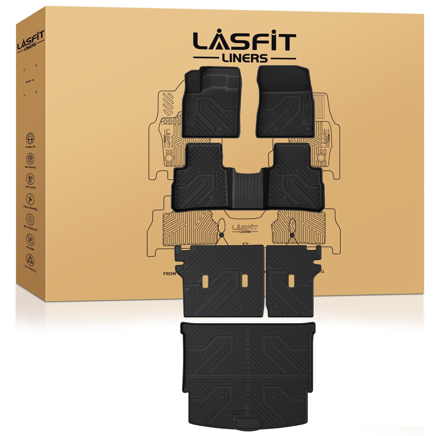 LASFIT Floor Mats & Backrest Mats & Cargo Mat for Nissan Rogue 2026 2025 2024 2023 2022 2021