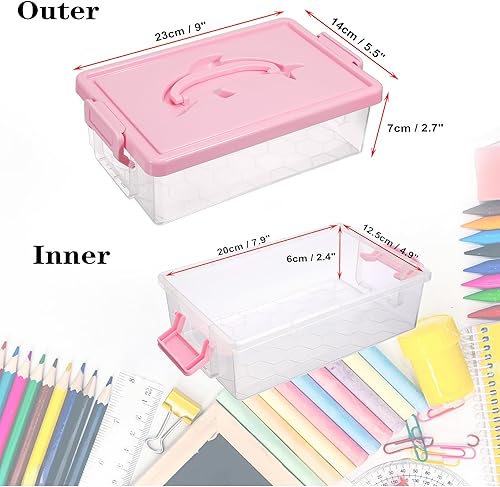 Miniatura 5 de BTSKY Caja de almacenamiento de plástico transparente con tapa, organizador apilable con diseño de delfín fácil de levantar, contenedor portátil