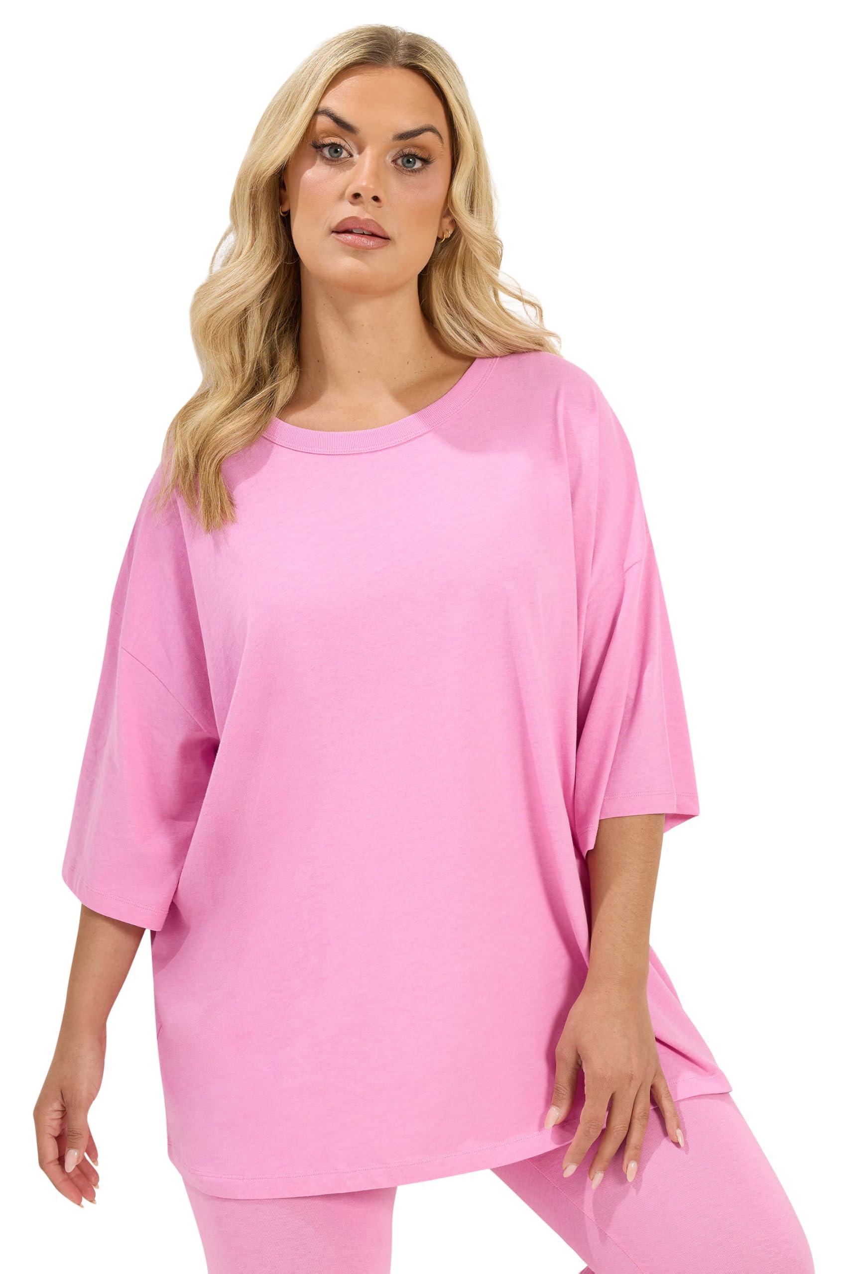 Yours Women's Pink Oversized Boxy T-Shirt In | : Size 20