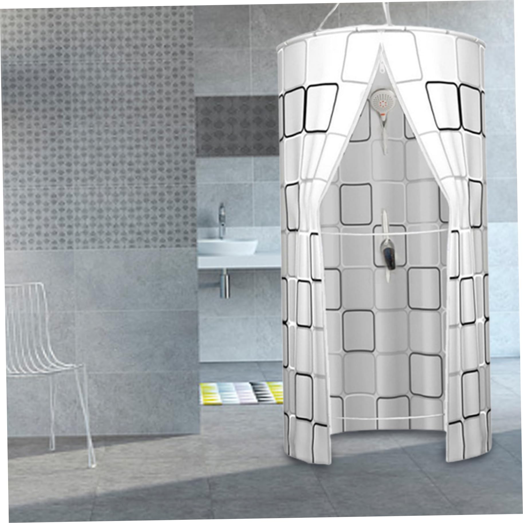 Winter Duschvorhang 39 x 79 Zoll, Kälteisolierung & Wasserdicht, Runder Dome Design mit Doppelreißverschluss, Hängender Winter Duschvorhang