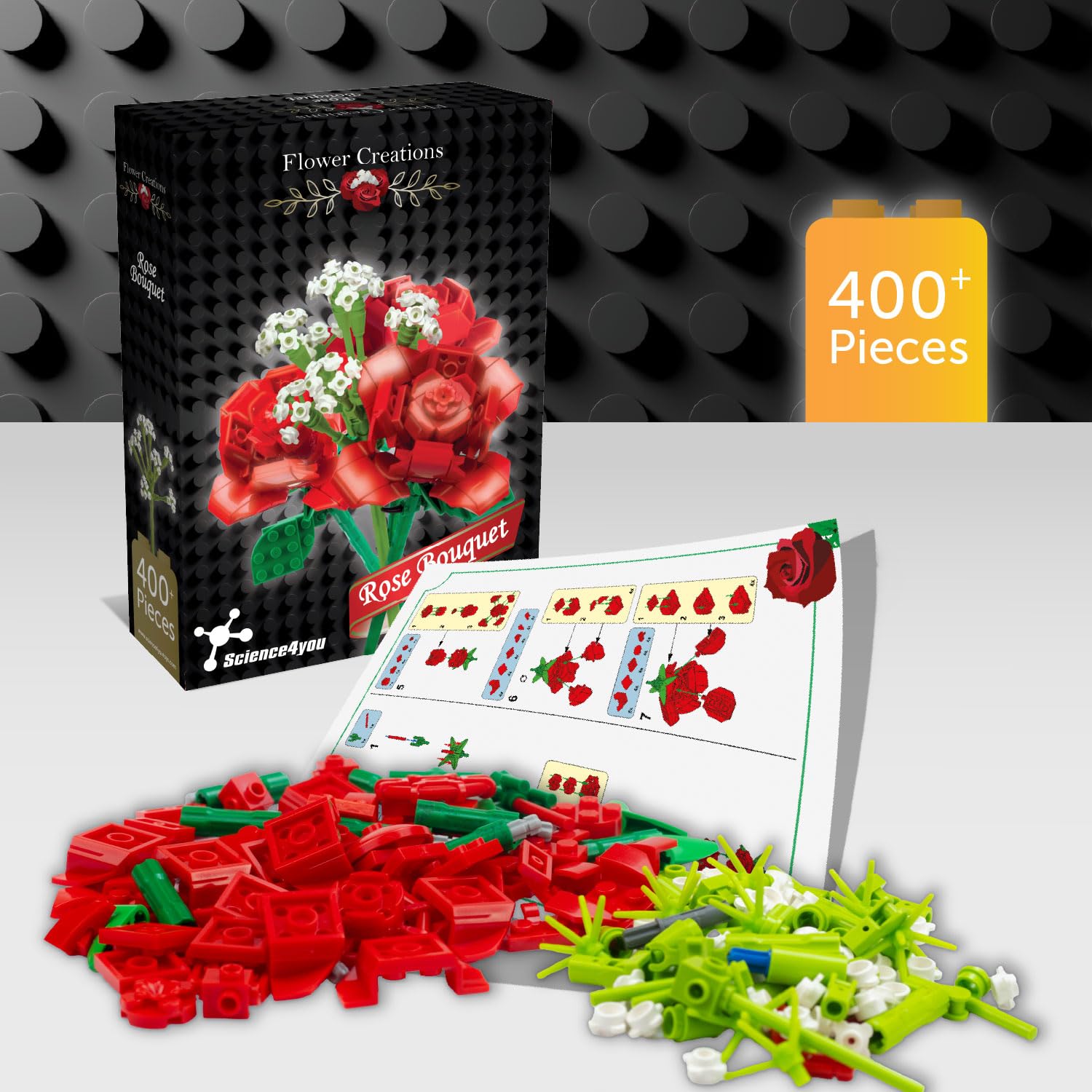 Science4you Rose Bouquet Building Kit for Adults, Have Fun Building Artificial Flowers, Building Gift - Image 2