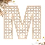 Wooden Rattan Letters 8 inch Wood Letters M for Wall Decor Crafts Boho Nursery Decor for Baby Shower Wedding Bedroom Name Signs Large Rustic Letter Home Decoration