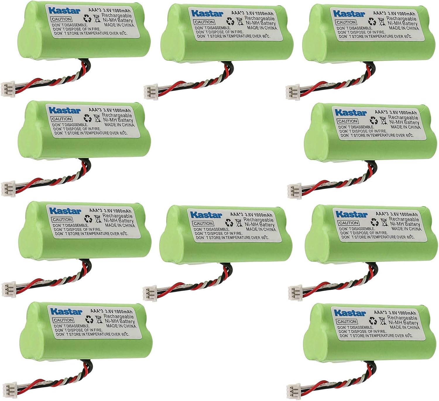 Kastar 10-Pack AAA 3.6V 1000mAh Ni-MH Rechargeable Battery Replacement for Zebra/Motorola Symbol 82-67705-01 Symbol LS-4278 LS4278-M BTRY-LS42RAAOE-01 DS-6878 Cordless Bluetooth Laser Barcode Scanner