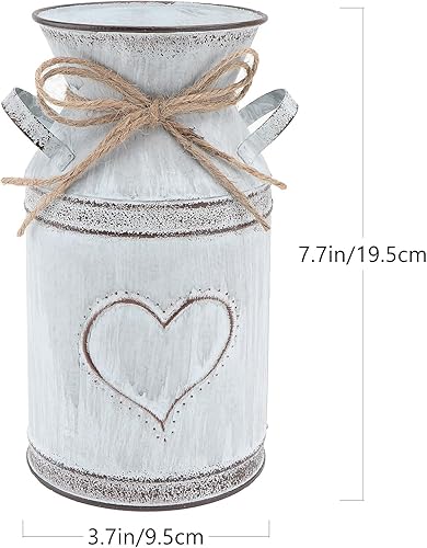 Miniatura 6 de 2 jarrones de metal galvanizados para regadera de leche, soporte rústico para plantas, maceta para el hogar, oficina, jardín, decoración interior y