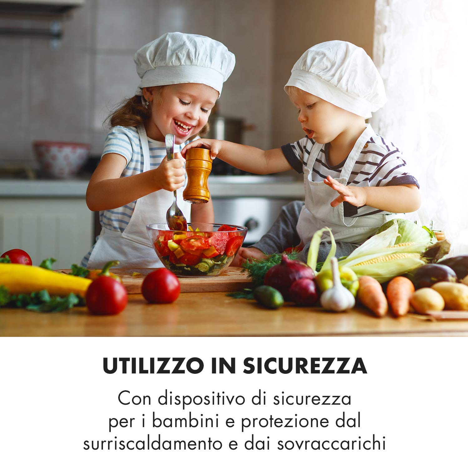 Klarstein MisterCook Piastra di cottura a infrarossi, livelli di potenza e temperatura, timer, comando touch, protezione da surriscaldamento e sovratensione, 1 zona di cottura, 2000 watt, argento