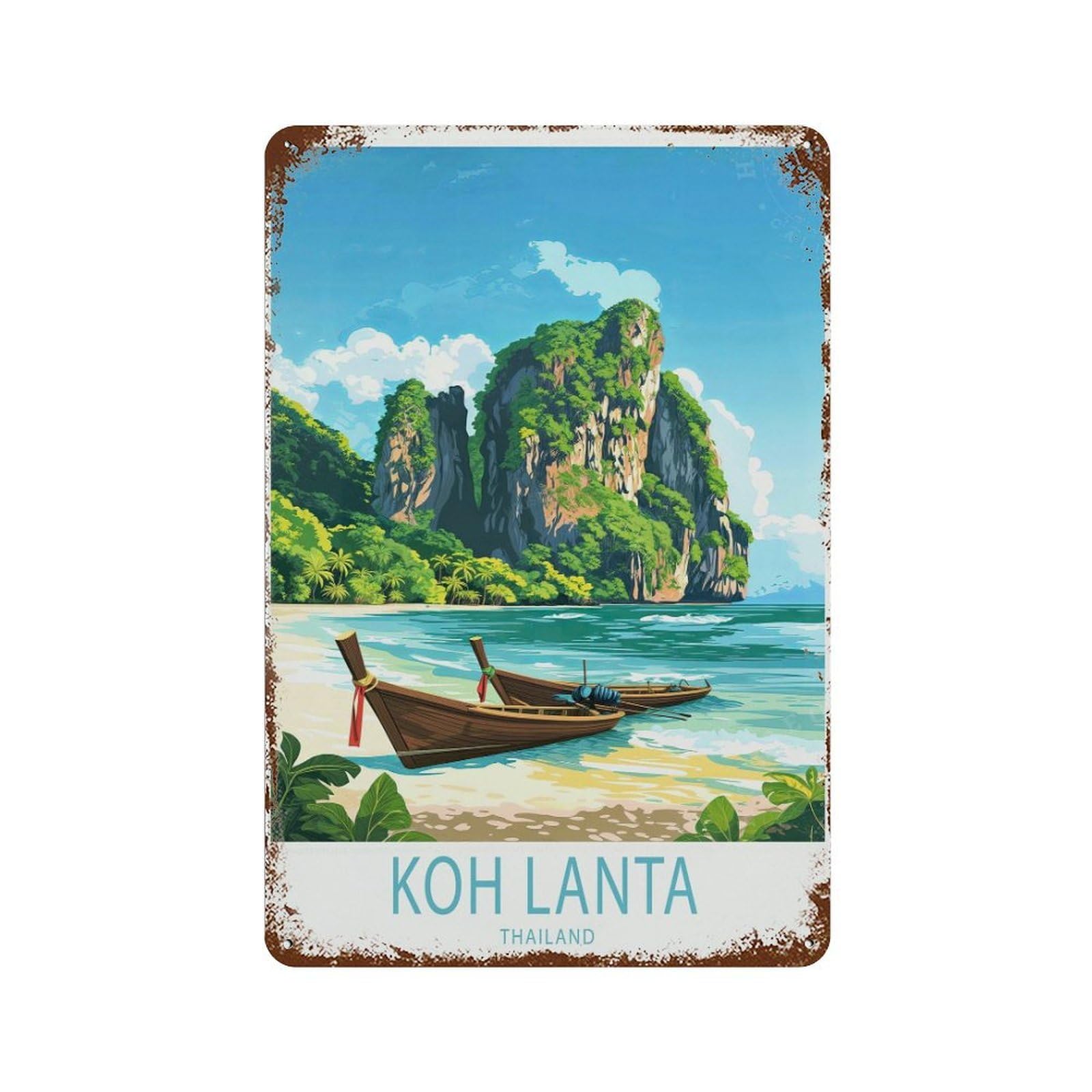 xiaoxiaoshen Koh Lanta Thailand Travel Gifts, Birthday Wall Decor Art Metal Tin Poster Modern Home Decor Art Home Bar Shop Decorations Vintage Sign 30x20cm