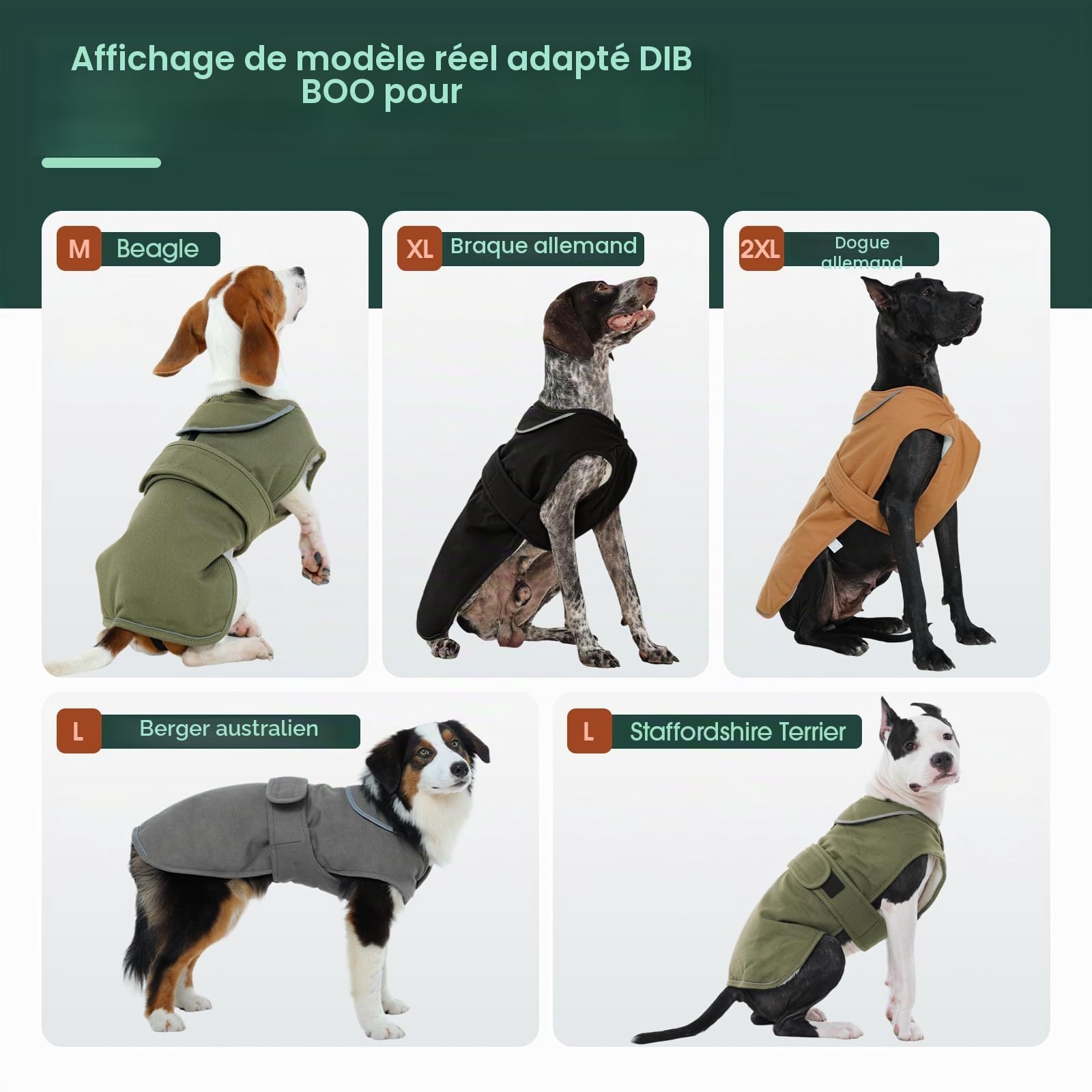 Kuoser Manteau d'hiver pour chien, veste polaire réfléchissante, imperméable et coupe-vent, XS-3XL