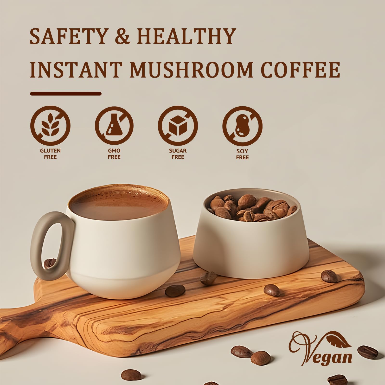 Mushroom Coffee | Enhanced Focus, Boosted Immunity, Improved Energy | 6 Adaptogenic Mushrooms: Cordyceps, Reishi, King Trumpet, Shiitake, Lion's Mane & Turkey Tail | 45 Servings — Amazon image 5