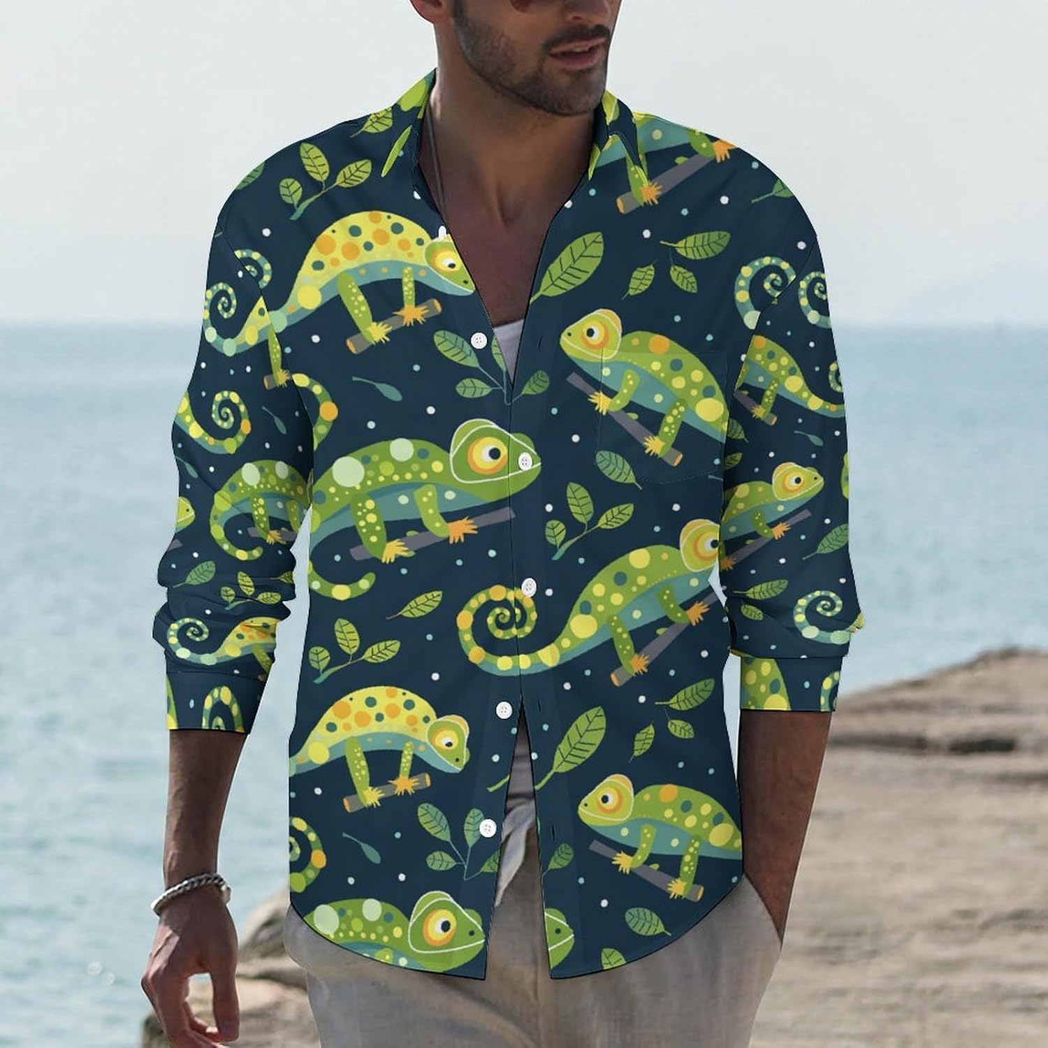 Men's Casual Button Down Shirts Lapel Pocket Long Sleeve Shirt Regular Fit