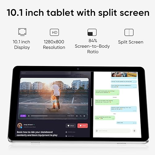 Miniatura 6 de Tablet Android 13 de 10 pulgadas, 8GB+64GB 1TB Expand, 2 en 1 tabletas con teclado, funda, ratón, lápiz capacitivo, pantalla táctil IPS de 1280 x