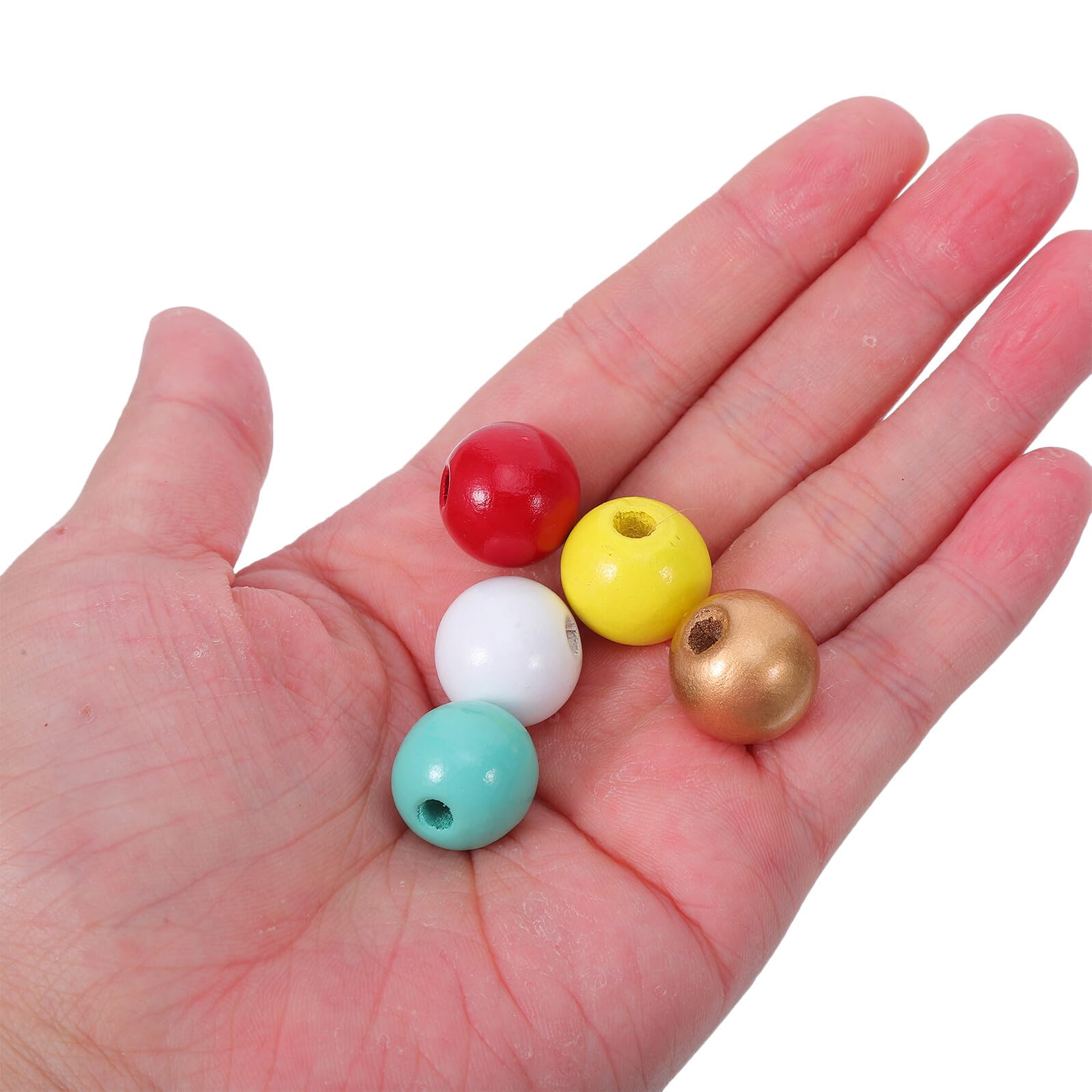 Cuentas de Madera Artesanales de 16 Mm Multicolor Orificio, 240 Piezas para Fabricación de Pulseras y Collares, Cuentas Redondas Naturales para Manualidades y Color