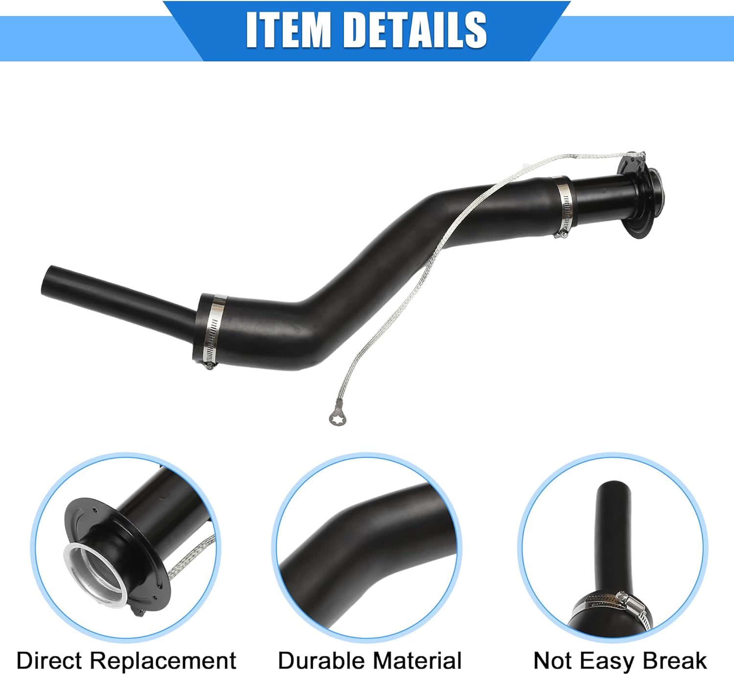 Fuel Tank Filler Neck Compatible for Ford for Ranger 1993-1997, Durable Metal Black Rear Fuel Tank Filler Neck Hose