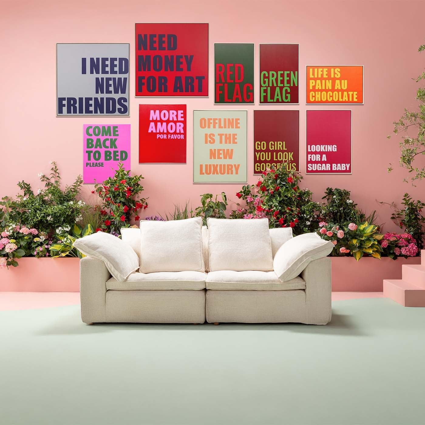 Kare Design Wandbild Red Flag, 60x40cm, Mehrfarbig, Modern, Gerahmtes Wandbild, Zimmerdekoration, Wanddekoration, Wandkunst, mit Schriftzug, Wohnzimmer, Flur, Home Office