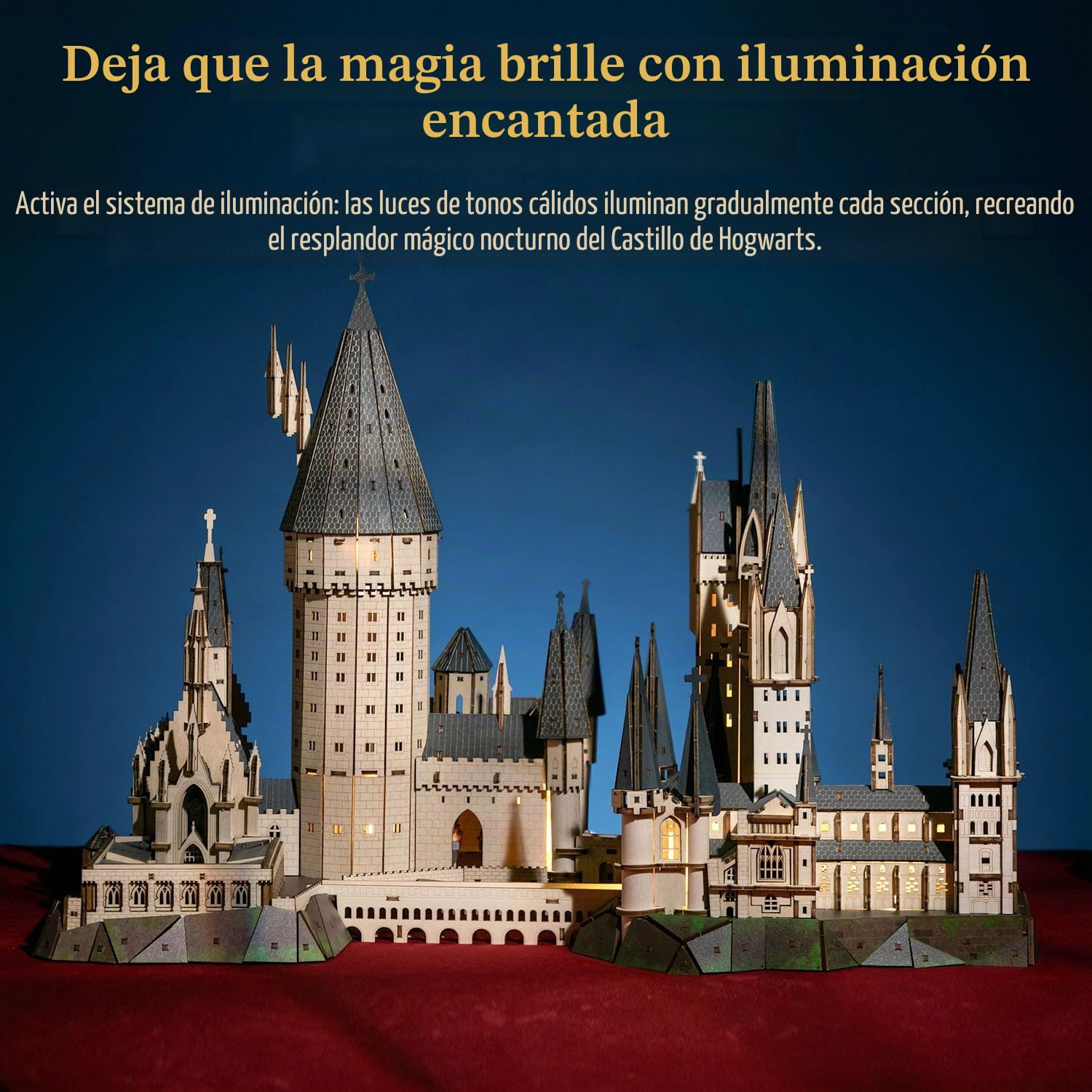 PUREMIND Harry Potter Gran Comedor de Hogwarts, Puzzle 3D de Madera Modelo | Licencia oficial, regalo Harry Potter, escalera móvil, luces, música, Gran Comedor detallado, montaje DIY, pieza de colección