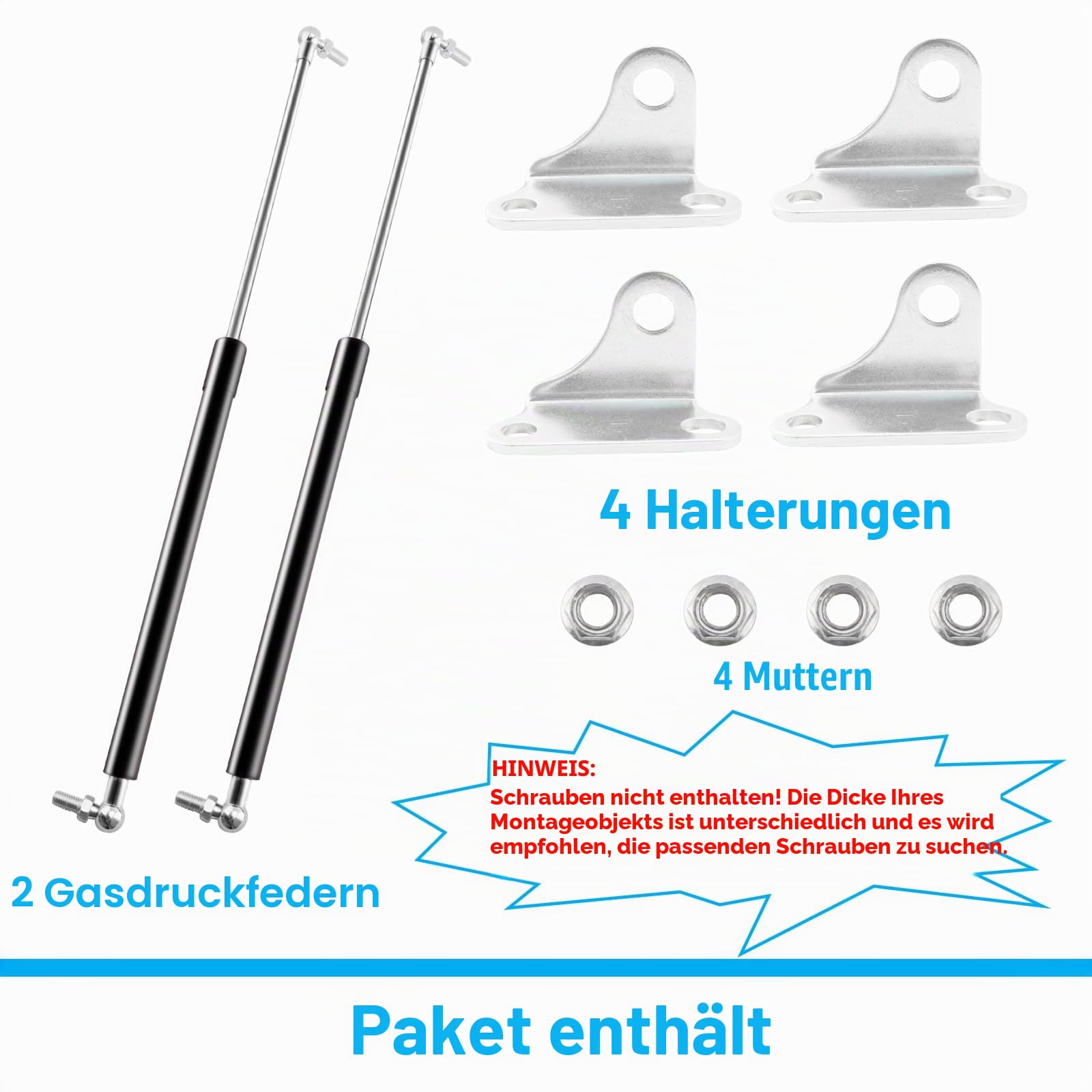 500MM 30.4KG/300N Gasdruckfeder 2 Stück L-Typ Gasdruckdämpfer Hydraulisch Halterung für Staukasten-Deckel Kabinett Wohnmobilbett Kellertür Stoßdämpfer Druckfeder Motorhaubendämpfer(20in/67LB)