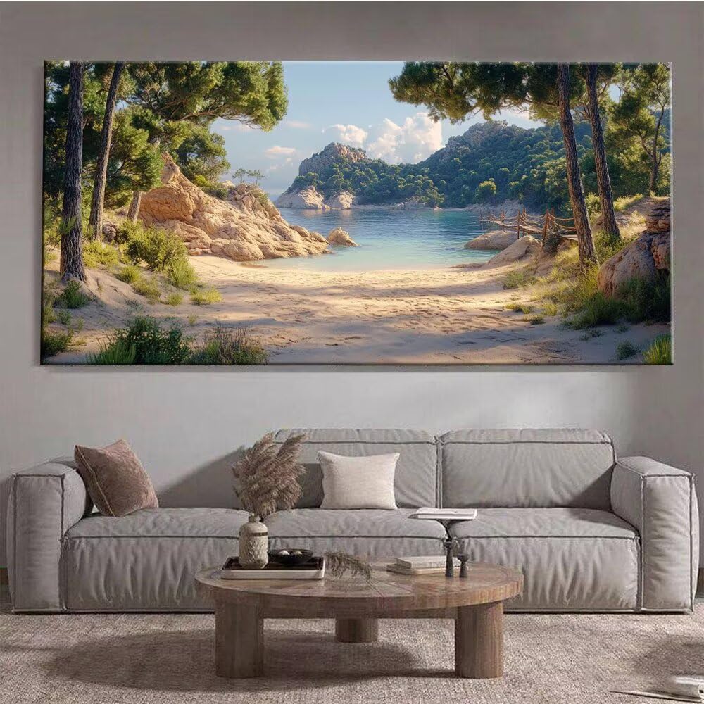 Pintar por Numeros Adultos Árbol playa Pintar por Numeros Niños Principiantes Manualidades kit, con Lienzo sin Arrugas, 3 Pinceles y Pintura Acrílica, para Regalo Decoración Hogar 80x160cm Y-415