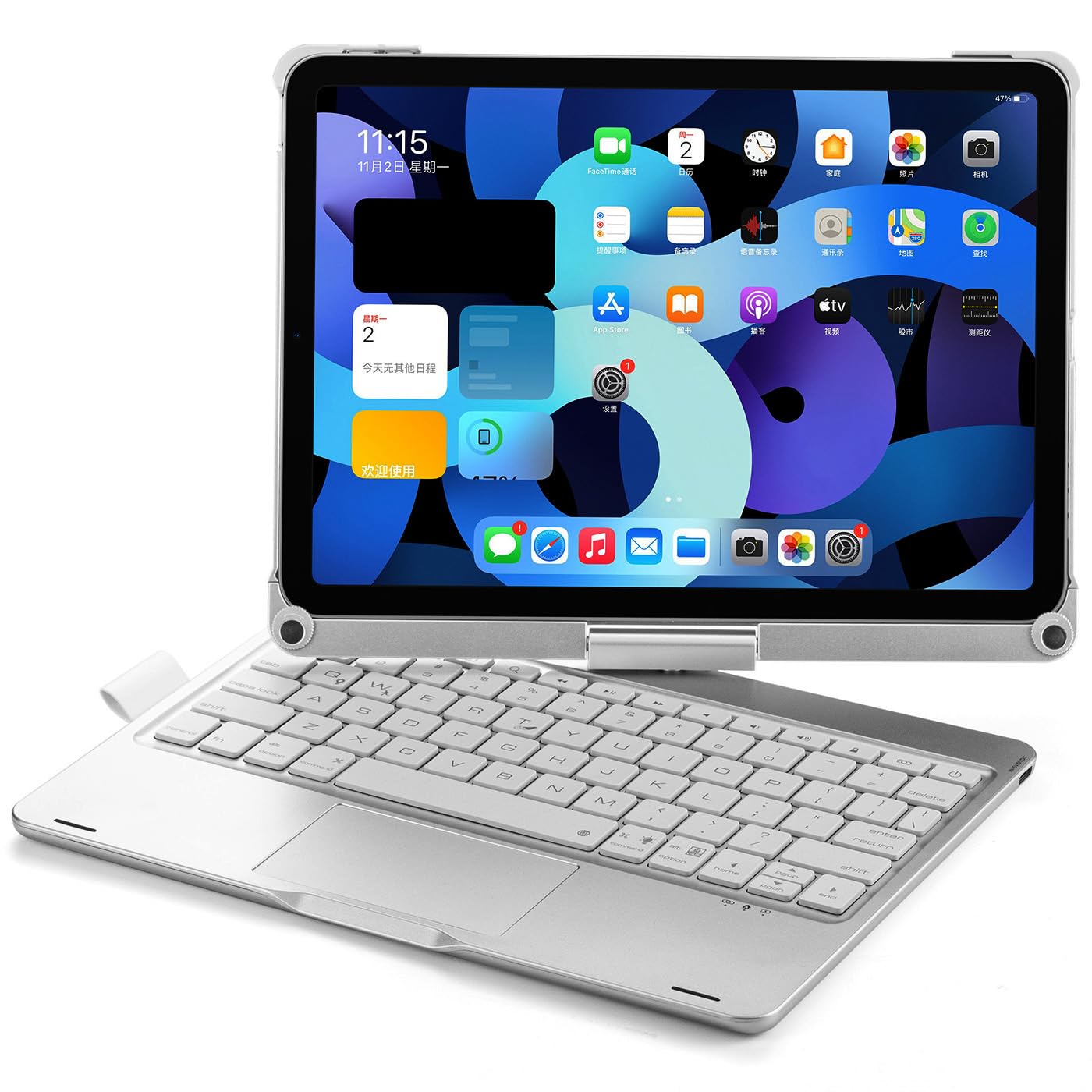 Etui z klawiaturą do iPada Air 4 | Air 5 | Air 11 cali (M2) | Air 11 cali (M3) | Air 11 cali (M4), obracany o 360 stopni touchpad, podświetlana klawiatura