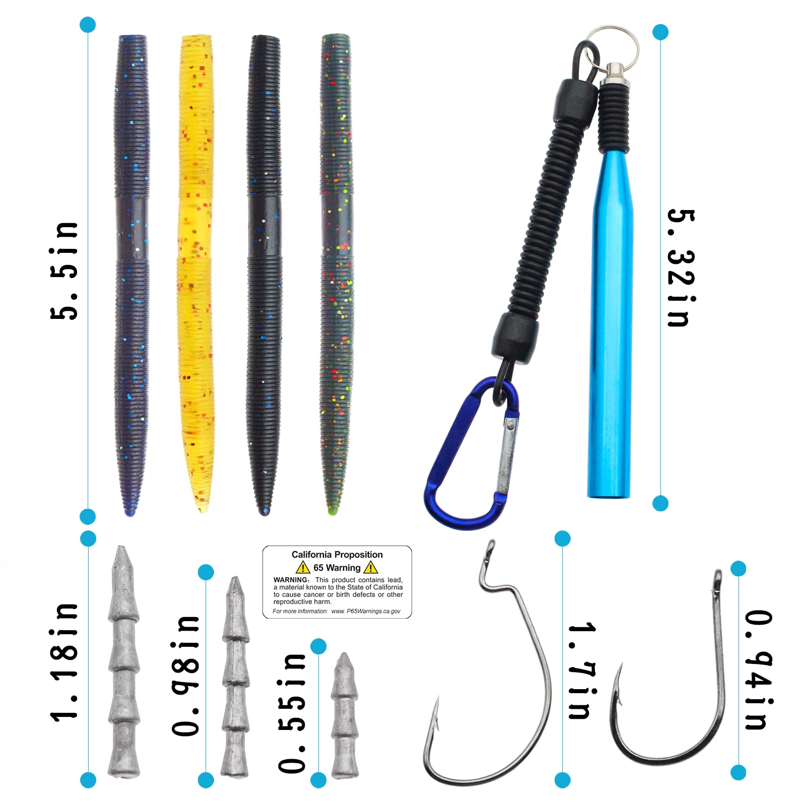 Plastic Neko Rig Fishing Rubber Worms For Fishing Bass Wacky Worm