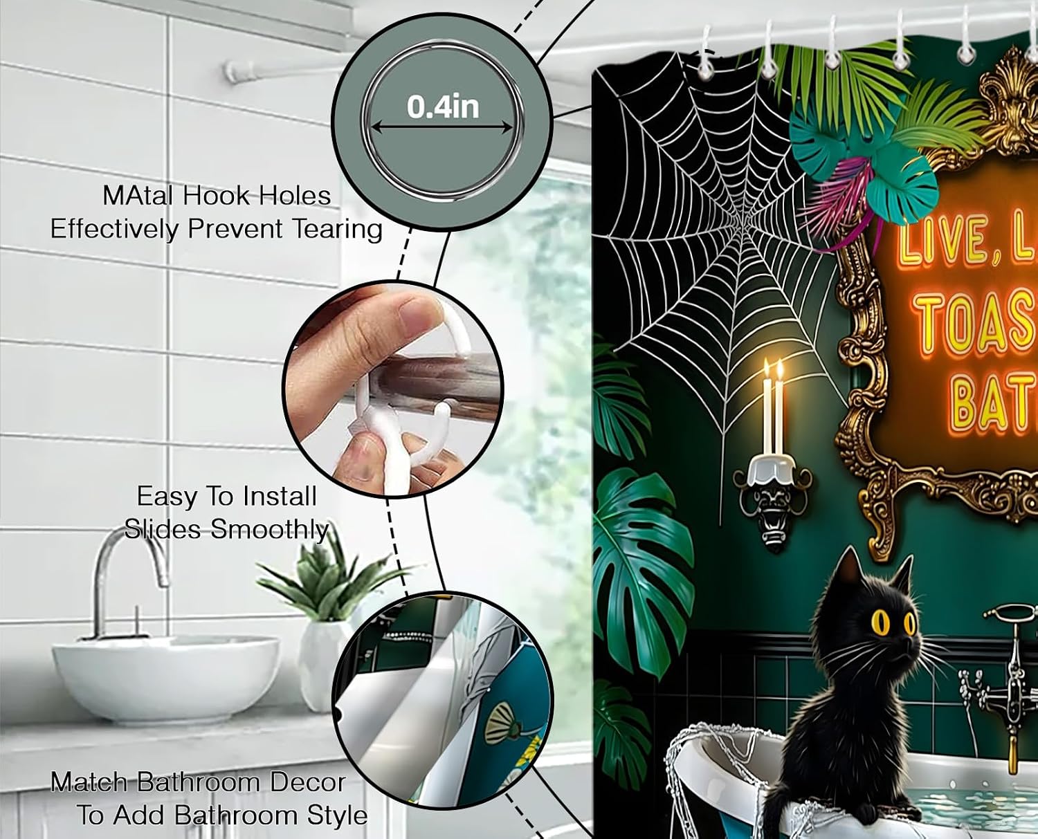Halloween Funny Ghost Shower Curtain,70x70 Inch,Dark