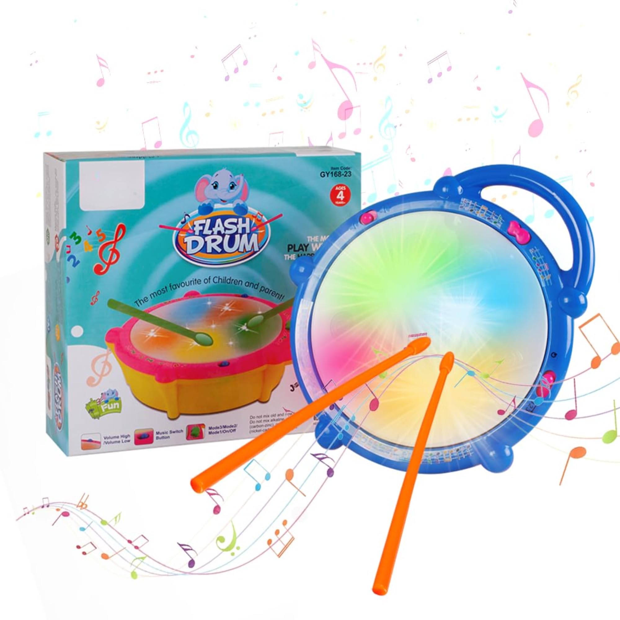 Kid Kraze® Battery Operated 3D Flash Drum Toy with Flash Light & Music Effects | Dynamic Musial Instrument Toy with 2 Mallets for Toddlers | Blue Color, Power Source: 3xAA Battery (Not Included). (B0D2H1MLCC) Amazon Price History, Amazon Price Tracker