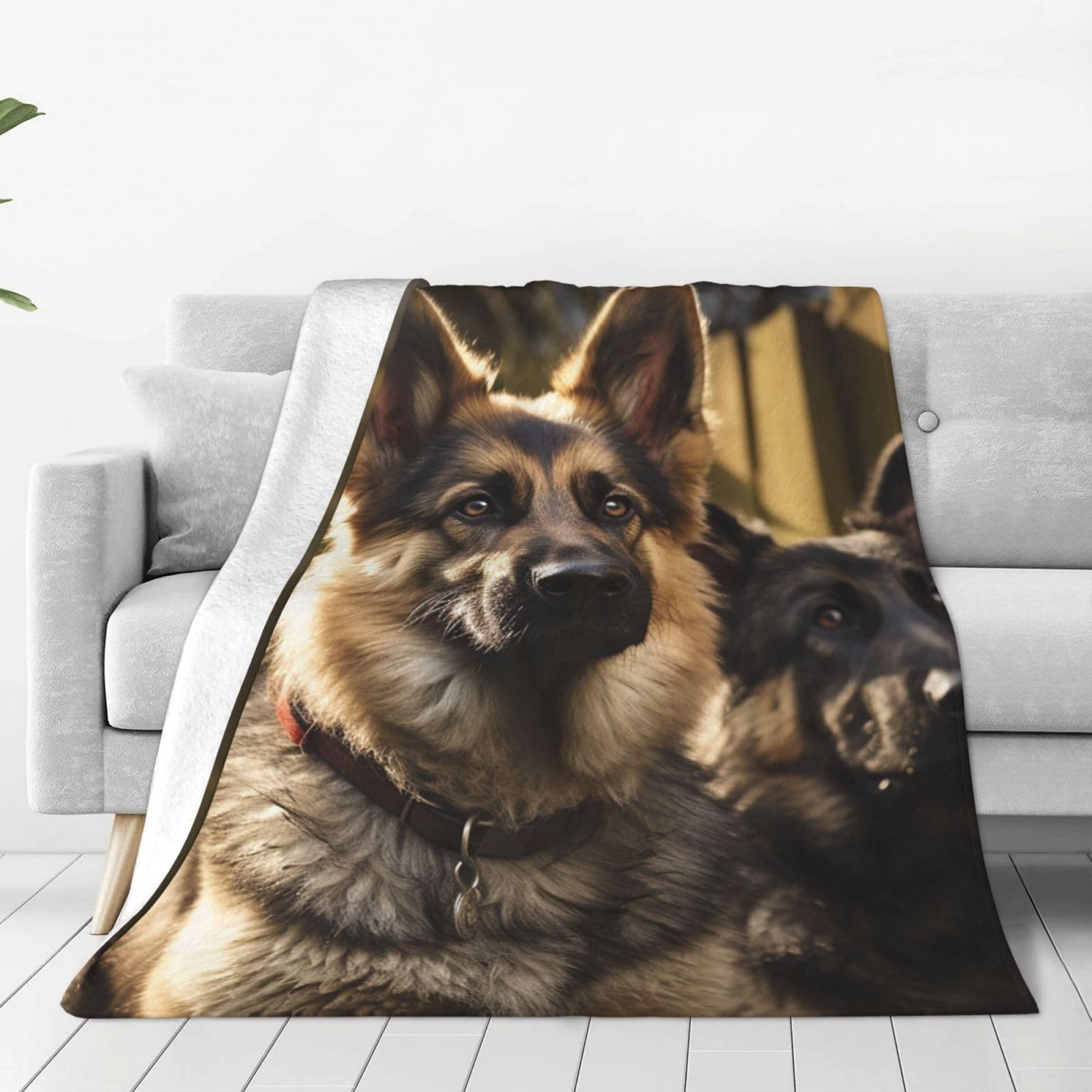 KLOPH German Shepherd Throw Blanket 40"x30" Flannel Fluffy Warm Blanket for Couch, Reversible Plush Blankets for Bed, Comfy Fuzzy Blanket for Sofa, Plush Lightweight-Blankets for All Season