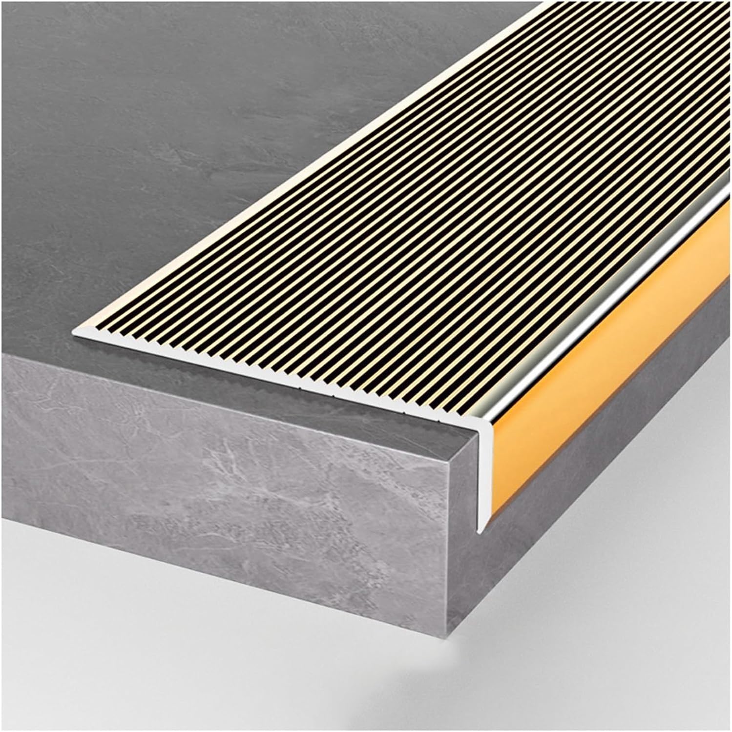 JNTFNE Edging Strip Door strip Aluminum Stair Nosing 10cm Extra Wide Tread Edge Protector for Outdoor Indoor Steps(Gold,L-60/152cm)