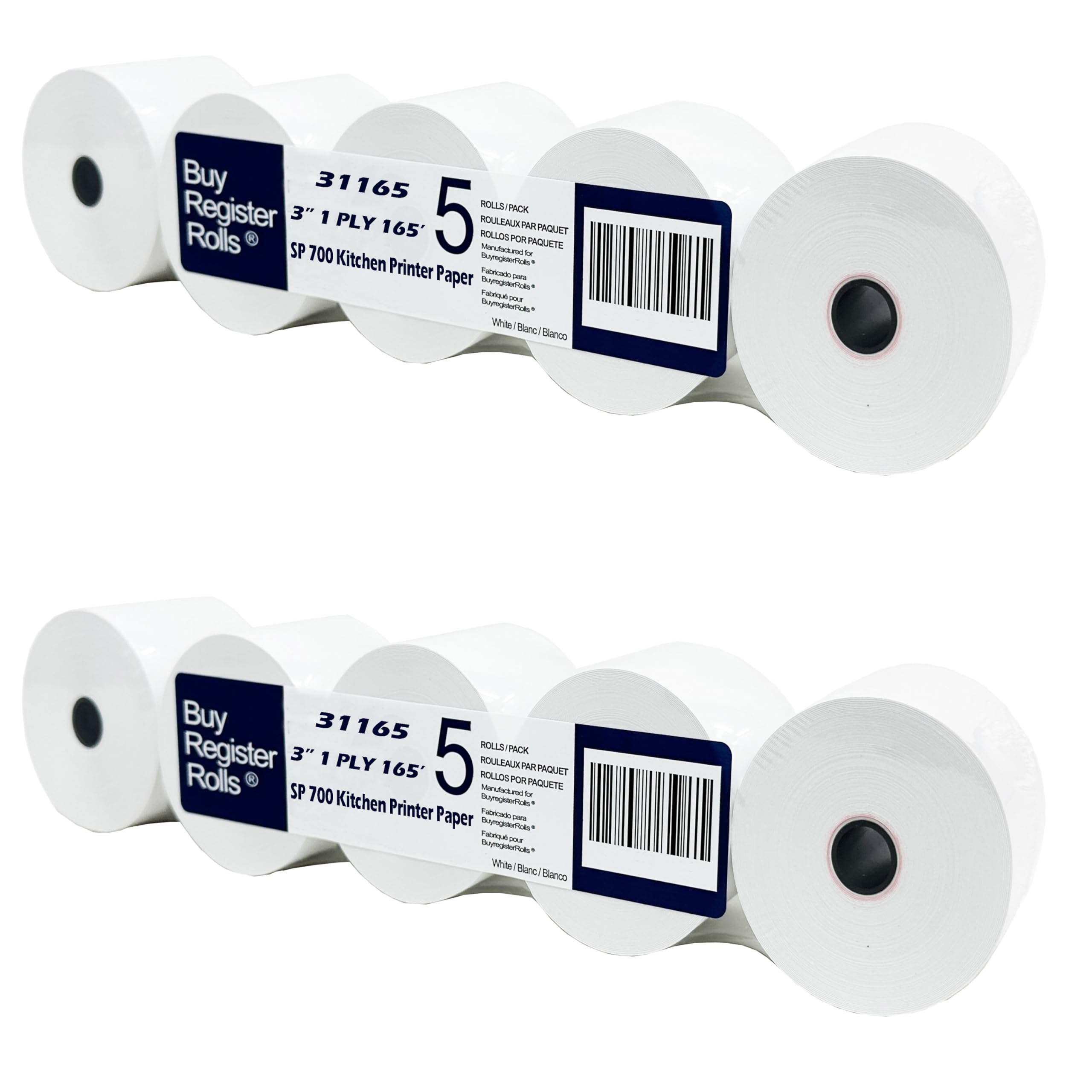 Star SP700 Kitchen Printer Paper (2 Packs of 5 Rolls each) 3" x 165' 1-Ply Bond Receipt 10 Rolls for POS Cash Register Point of Service Printer Paper